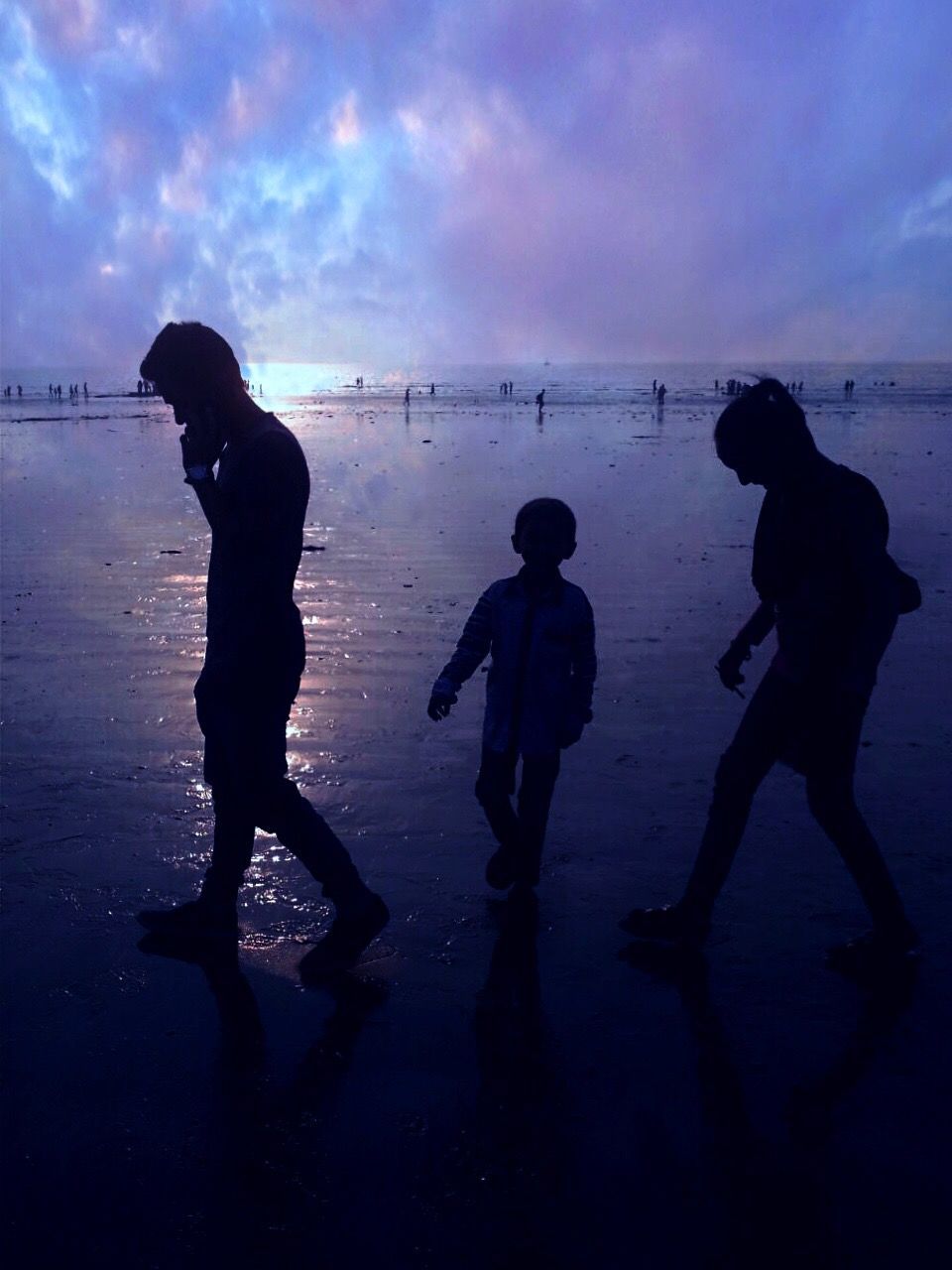 sea, beach, water, boys, child, horizon over water, childhood, silhouette, full length, two people, men, sky, leisure activity, sand, outdoors, people, adult, day