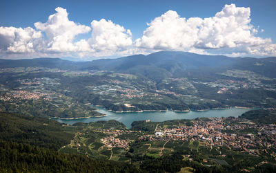 Aerial view of townscape against sky