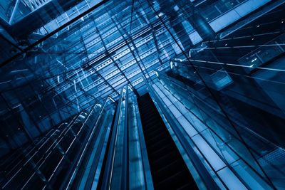 Low angle view of escalator in modern building