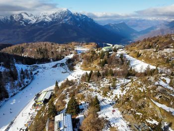 Aerial view of the piani di bobbio ski area