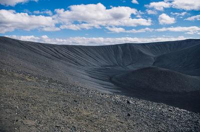 Scenic view of volcanic landscape against sky