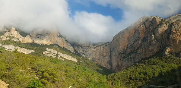 Panoramic view of landscape and mountains against sky