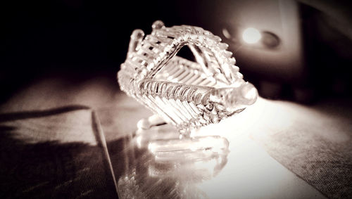 Close-up of ice cream cone on table