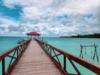 Pier over sea against sky