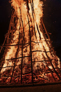 Low angle view of fire in the dark