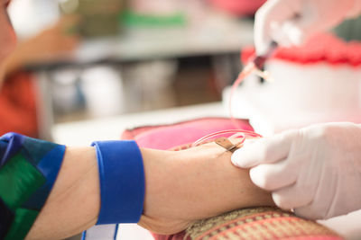 Close-up of hands working