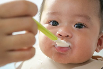 Close-up portrait of cute baby