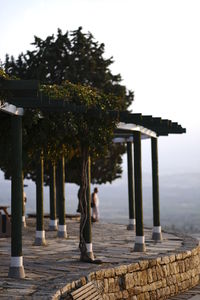 Gazebo in park against clear sky