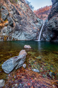 Scenic view of waterfall