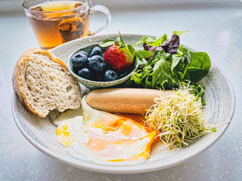Close-up of food in plate on table breakfast