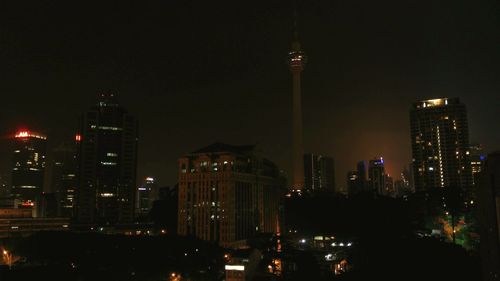 City lit up at night