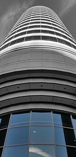 Low angle view of modern building against sky