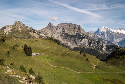 Scenic view of mountains against sky