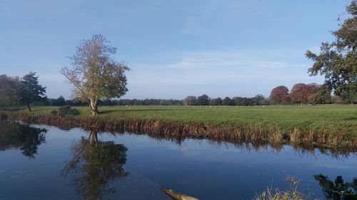 Scenic view of lake against sky