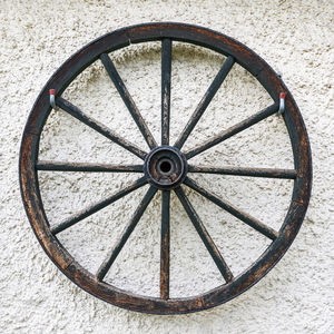 Close-up of wheel on wall