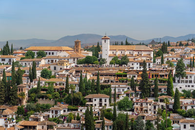 Cityscape against clear sky