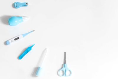 High angle view of pen on white table