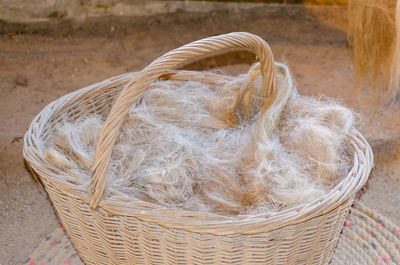 Close-up of basket full of cotton