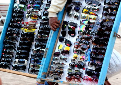 Full frame shot of colorful sunglasses for sale