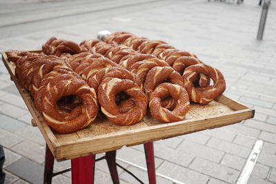 High angle view of food on table