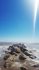 Scenic view of sea against clear sky