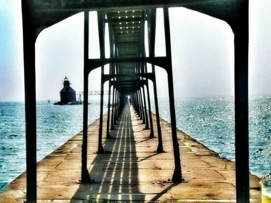 the way forward, sea, water, diminishing perspective, built structure, pier, railing, vanishing point, architecture, long, narrow, sky, horizon over water, tranquility, empty, connection, indoors, tranquil scene, no people, day