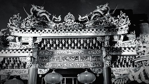 Low angle view of chandelier