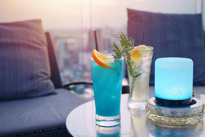 Close-up of drink in glass on table