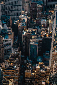 High angle view of buildings in city