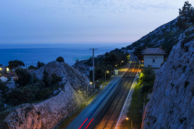 View of road against blue sky