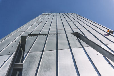 Low angle view of building against clear blue sky during sunny day