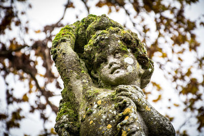 Low angle view of statue against trees