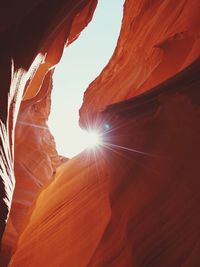 Sunlight streaming through rock formation