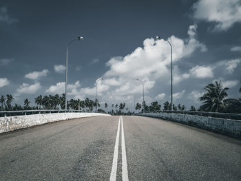 Surface level of road against sky