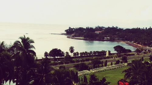 Scenic view of sea against clear sky