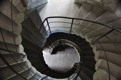 High angle view of spiral stairs