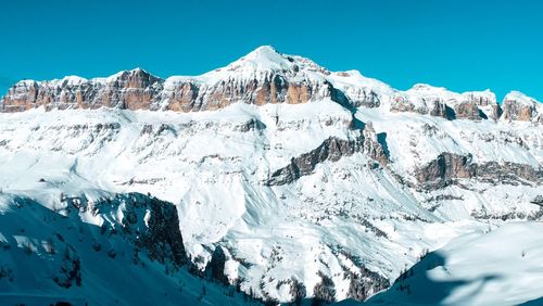 Scenic view of landscape against clear blue sky