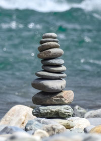 Stack of stones on beach