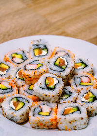 High angle view of food in plate