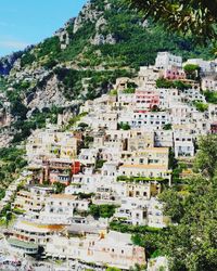 High angle view of buildings in city