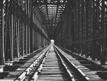 View of railroad tracks along footbridge