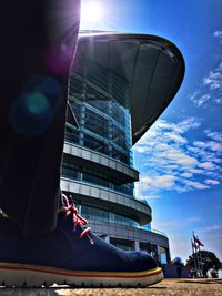 Low angle view of modern building against sky