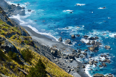 High angle view of beach