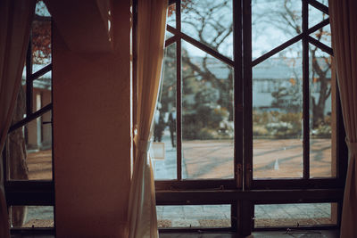 Buildings seen through window