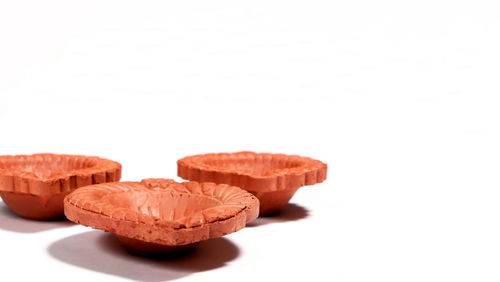 Close-up of chocolate cake against white background