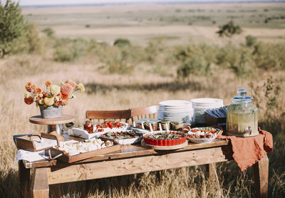 High angle view of food on table