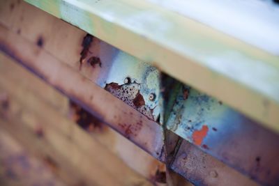 Macro shot of rustic window shutter