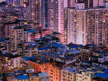 High angle view of city buildings