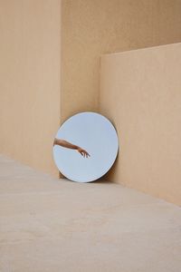 High angle view of white wall on table