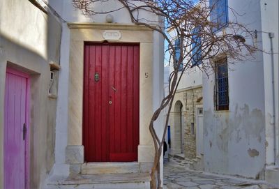 Closed door of building